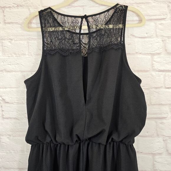 A City Triangles Womens Black Lace Sleeveless Casual Straight Jumpsuit Size XL - Picture 7 of 13